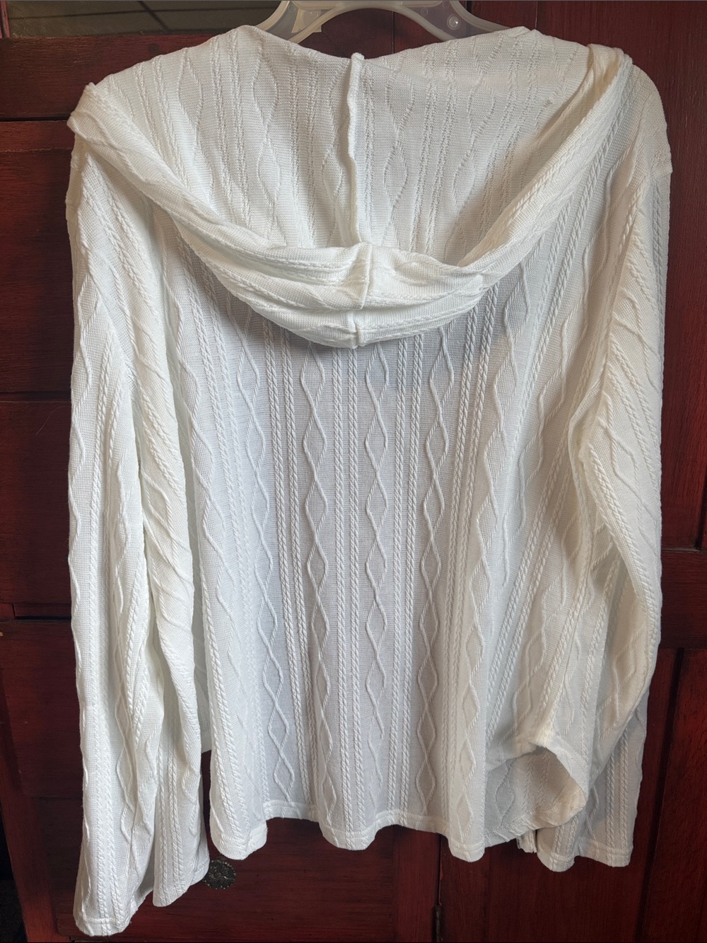 Women's white Wide-Leg Knit Pants with Matching Hooded Top - Picture 3 of 9